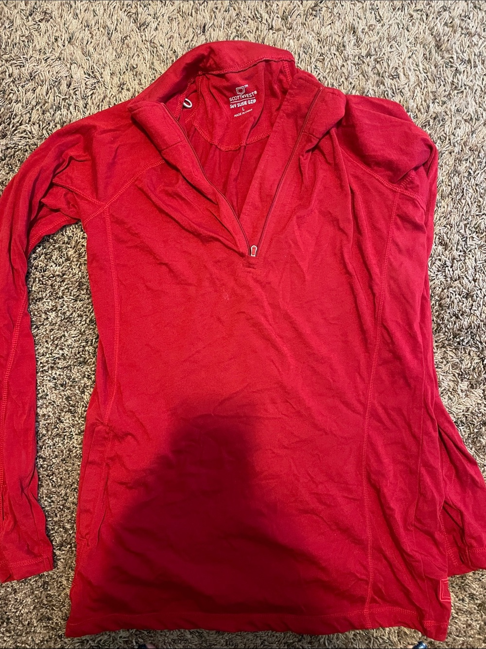 Scottevest Women's Red Long-Sleeve Half-Zip Performance Top